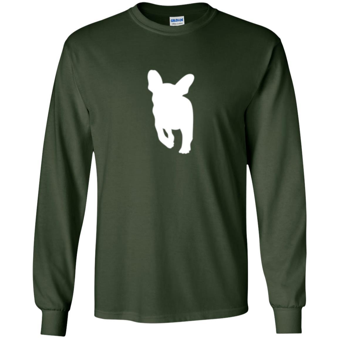 French Bulldog T-shirt White Silhouette Of Puppy Forest Green