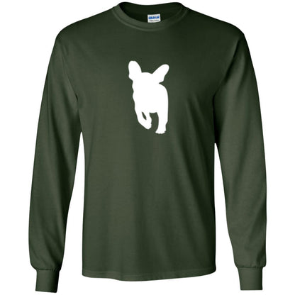 French Bulldog T-shirt White Silhouette Of Puppy Forest Green