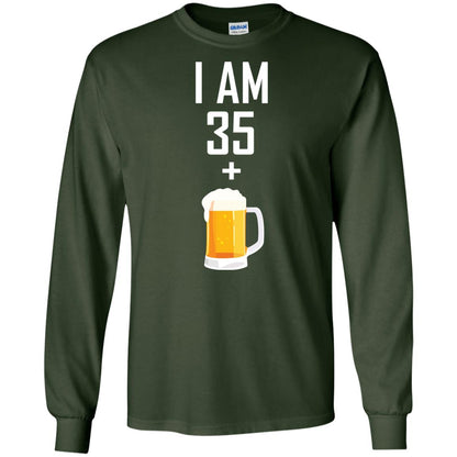 I Am 35 Plus 1 Beer 36th Birthday T-shirt Forest Green