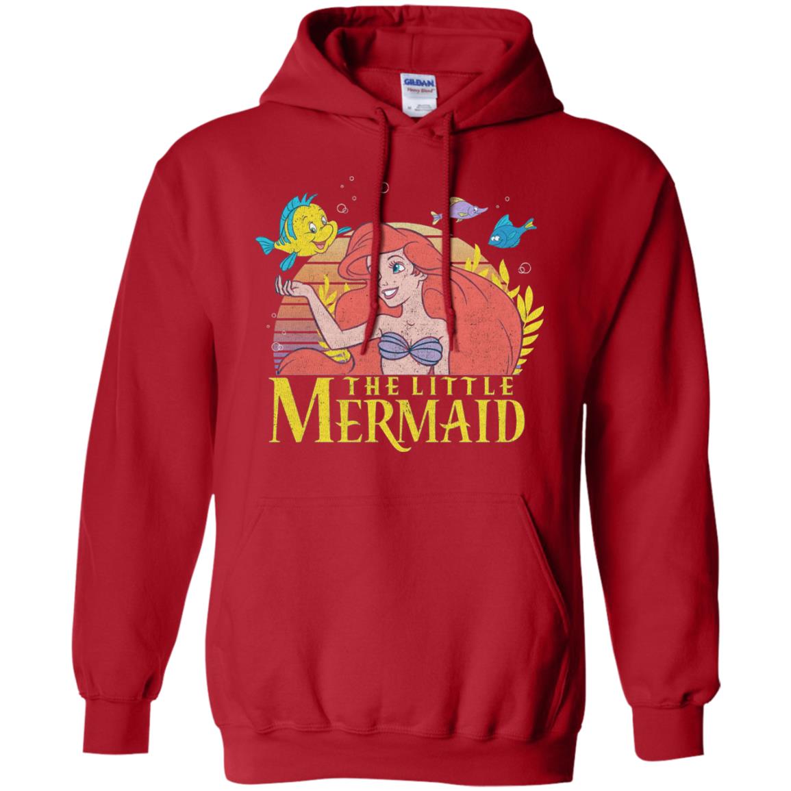 Cartoon T-shirt Mermaid Ariel Flounder Red