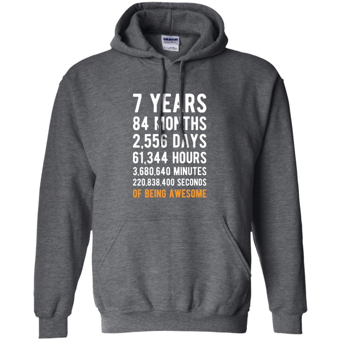 7th Birthday Shirt 7 Years Old Being Awesome Dark Heather