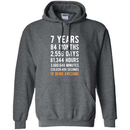 7th Birthday Shirt 7 Years Old Being Awesome Dark Heather