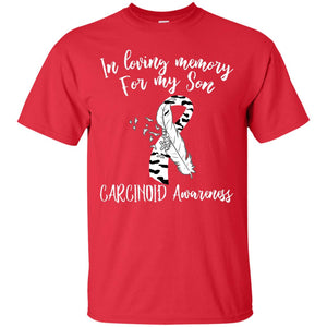 In Loving Memory For My Son Carcinoid Awarenss Zebra Stripe Ribbons ShirtG200 Gildan Ultra Cotton T-Shirt