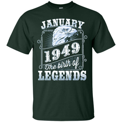 69th Birthday T-shirt January 1949 Birth Of Legend Forest Green