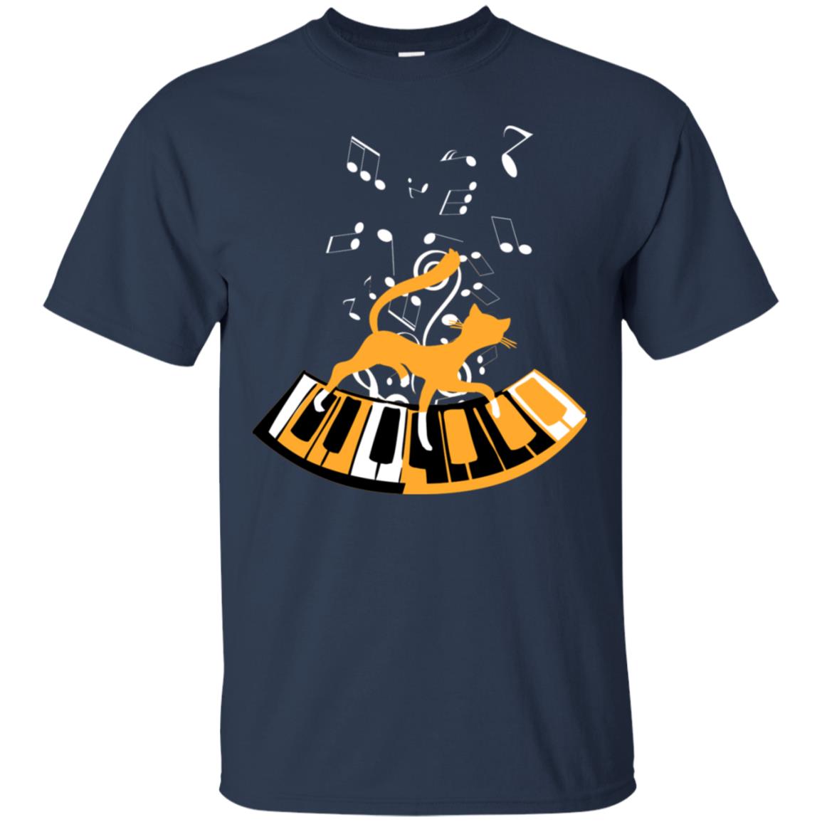 Cat Plays Piano Shirt For Mens Womens Navy