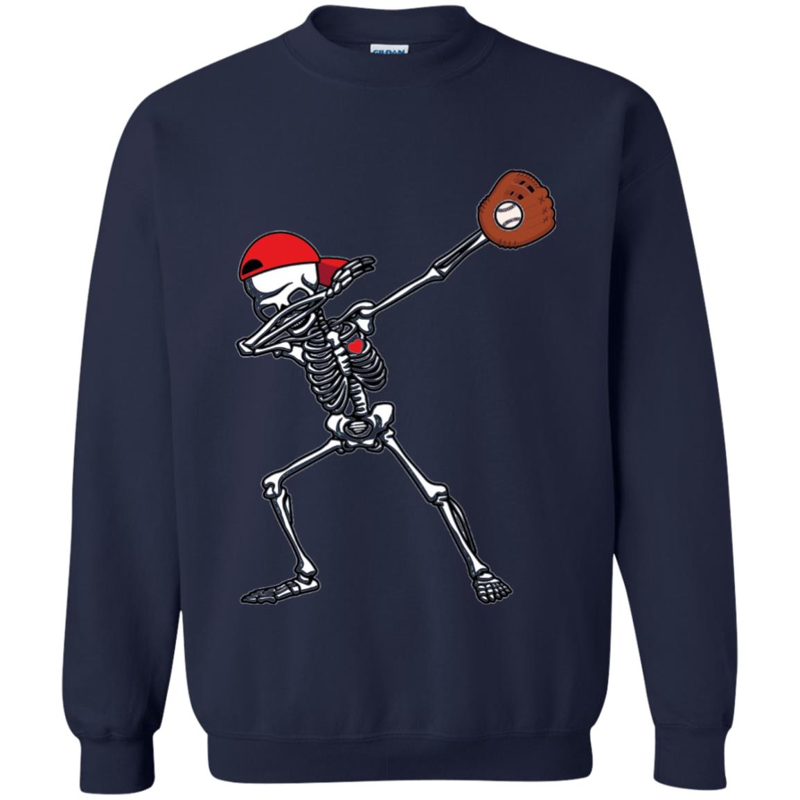 Dabbing Skeleton Baseball Lover T-shirt Navy