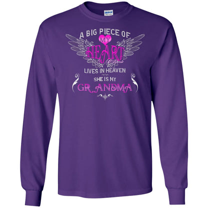 A Big Piece Of My Heart Lives In Heaven She Is My Grandma Grandchildren Gift Shirt Purple
