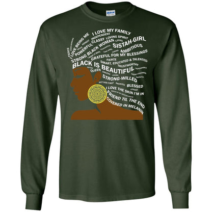 Black Is Beautiful Black History Month Word Art T-shirt Forest Green