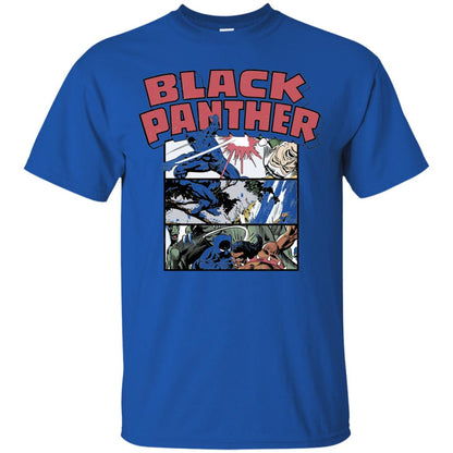 Black Panther Retro Comic Stacked Panel Art T-shirt Royal