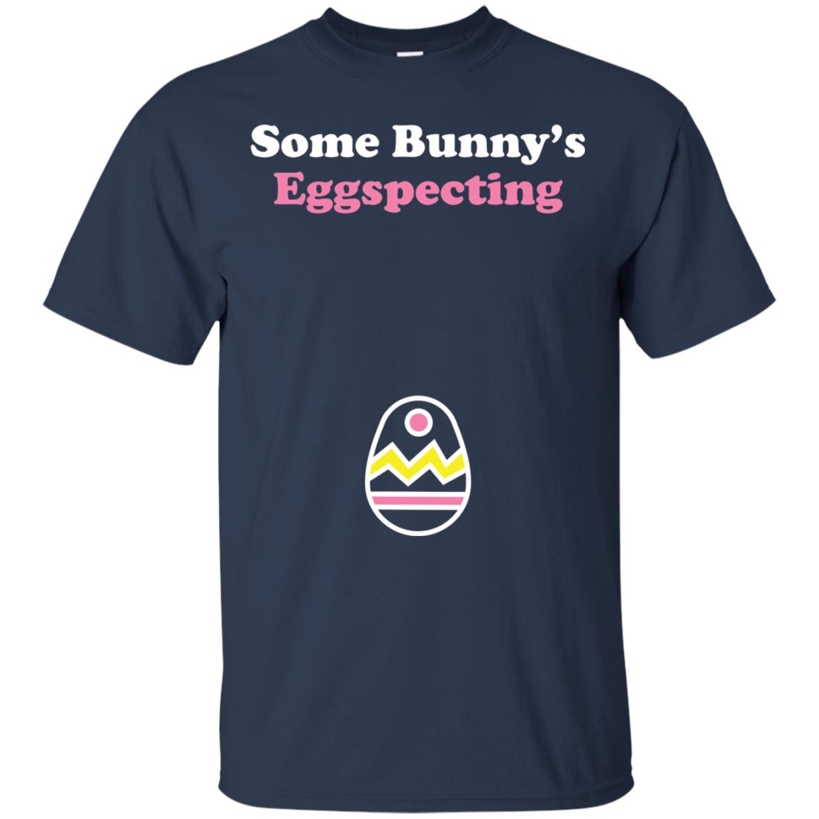 Easter Pregnant Shirt Some Bunnys Eggspecting Navy