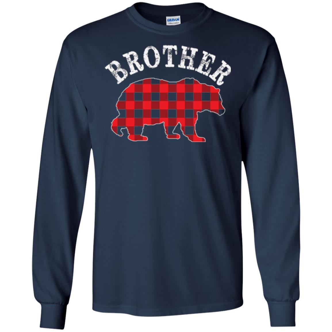 Christmas T-shirt Red Plaid Brother Bear Navy