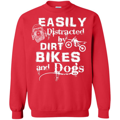 Dogs And Bikes Lover T-shirt Easily Distracted By Dirt Bikes And Dogs Red