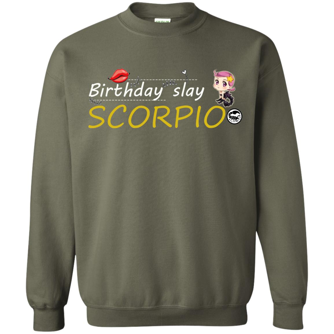 Cute Scorpio Girl Birthday Lip Slay T-shirt Military Green