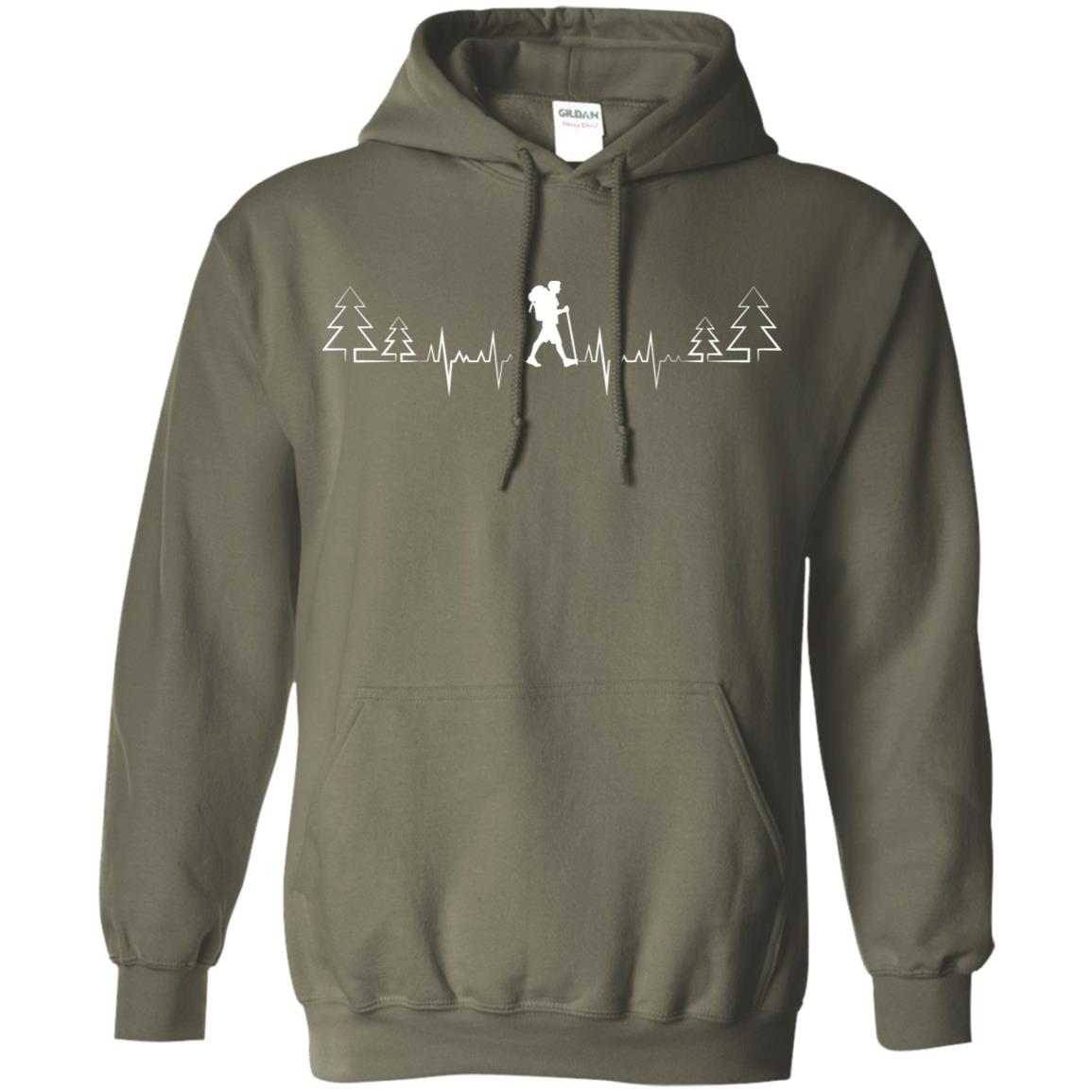 Heart Beat Hiking Lovers Shirt Military Green