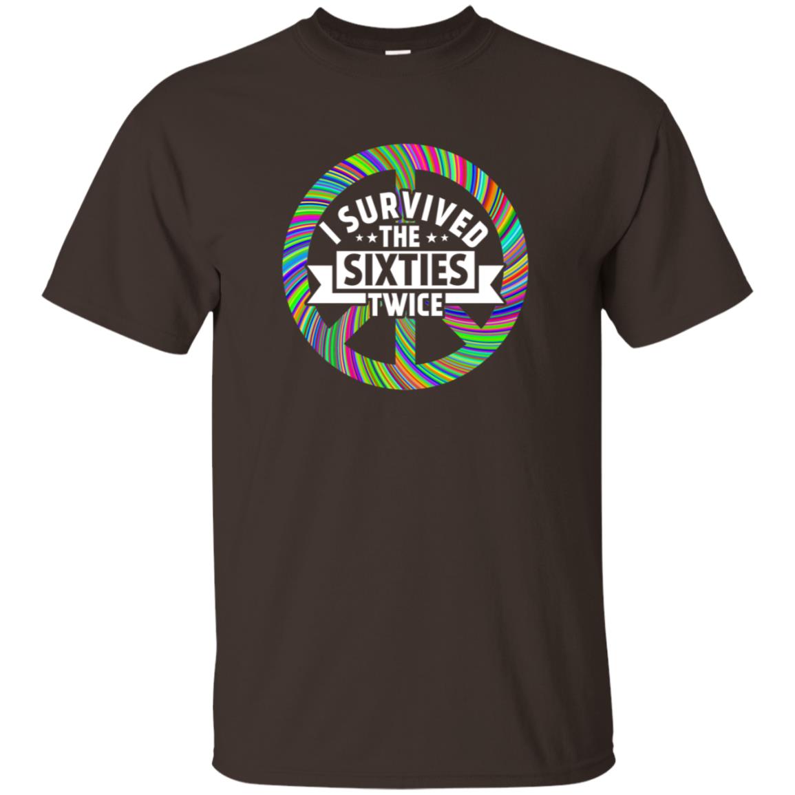 I Survived The Sixties Twice Peace Symbol Birthday Gift Shirt Dark Chocolate