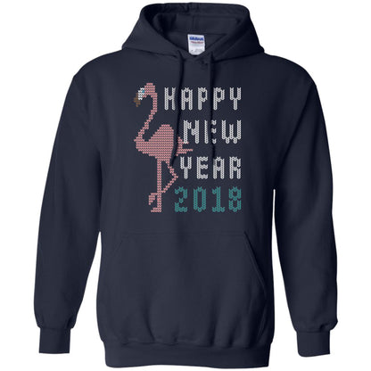 Happy New Year 2018 T-shirt Pink Flamingo Navy