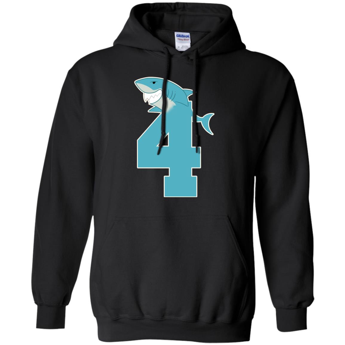 4th Birthday Shark Party Shirt Black