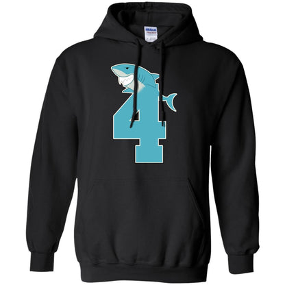 4th Birthday Shark Party Shirt Black