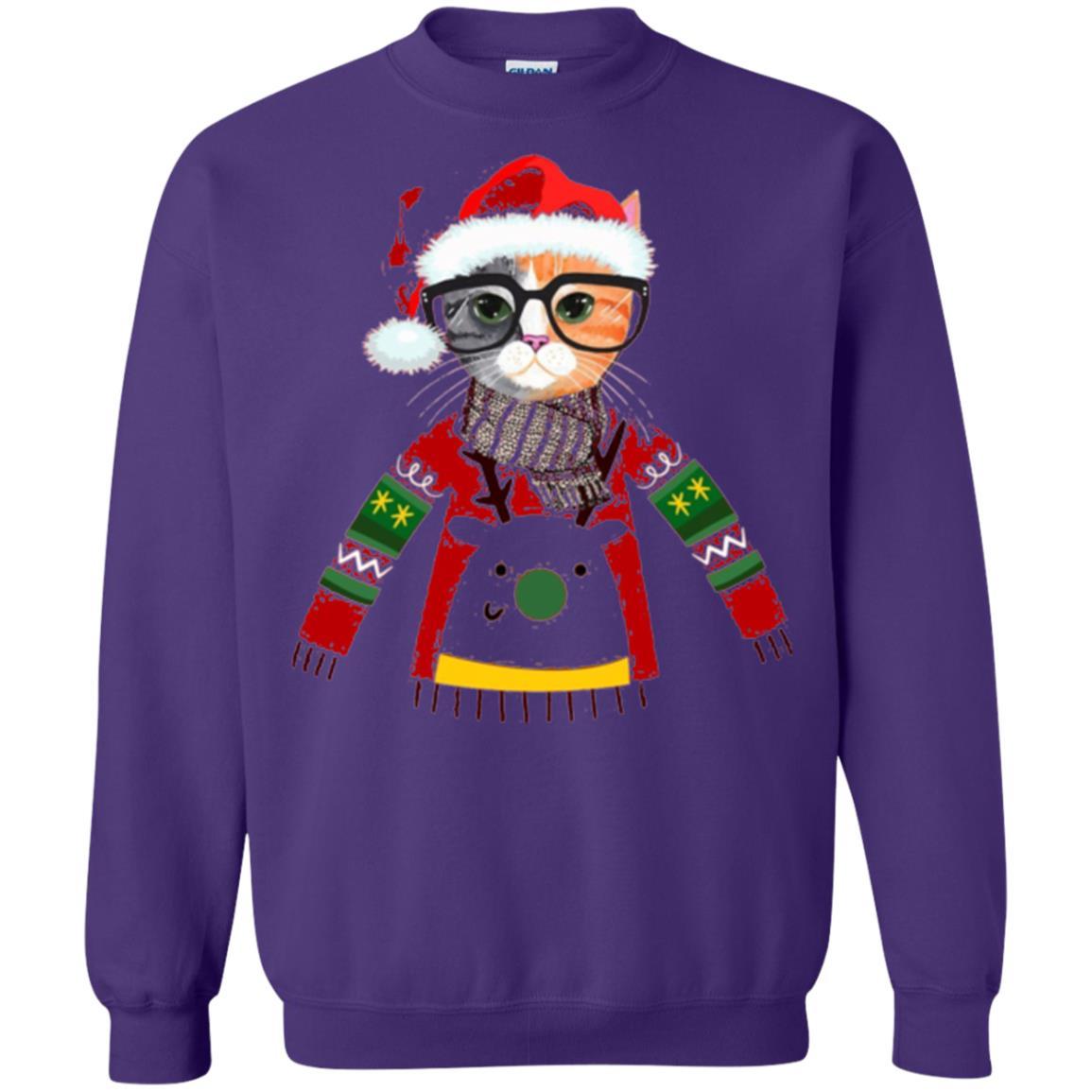 Christmas T-shirt Cat Lover Meowy Christmas T-shirt Purple
