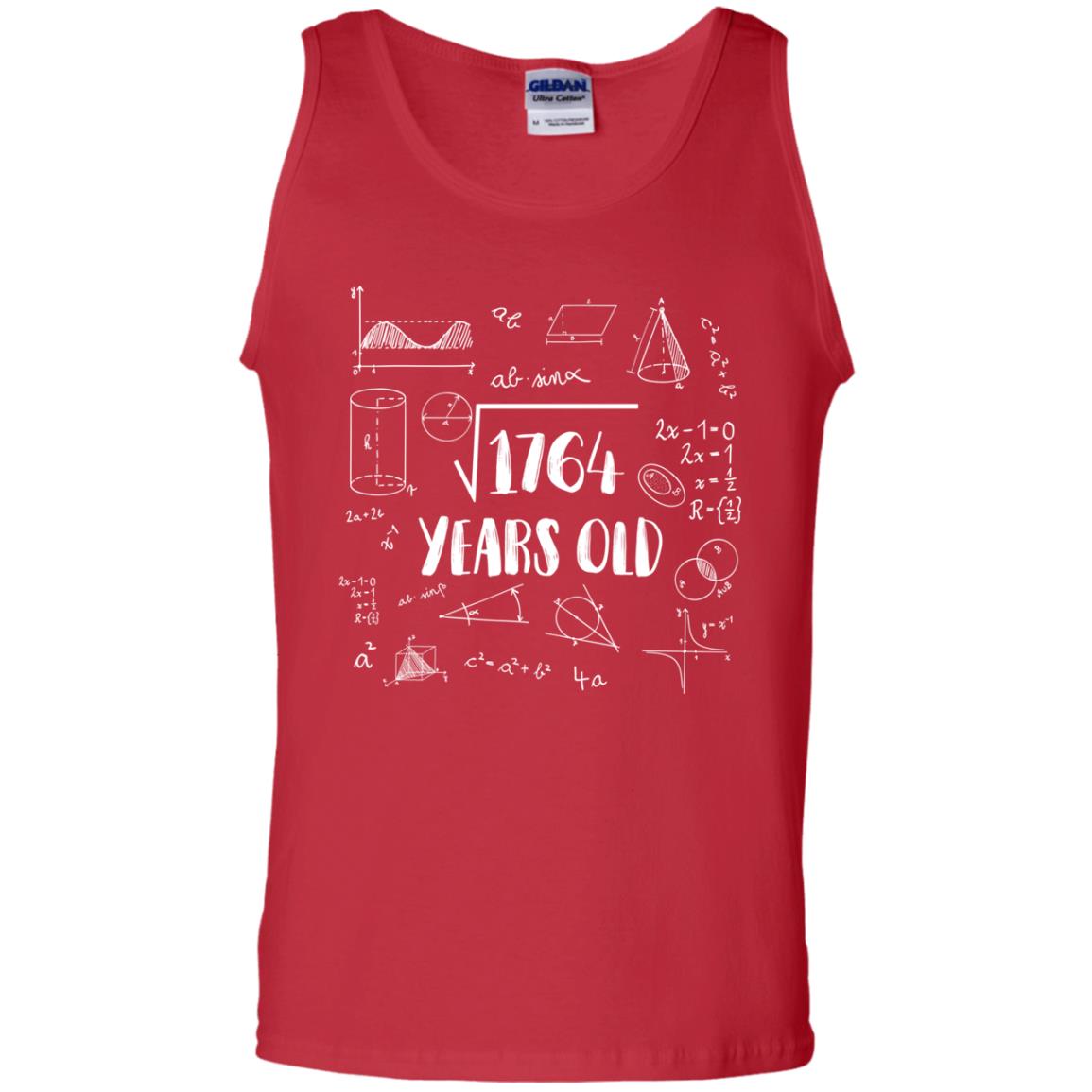 Square Root Of 1764 42nd Birthday 42 Years Old Math T-shirt Red