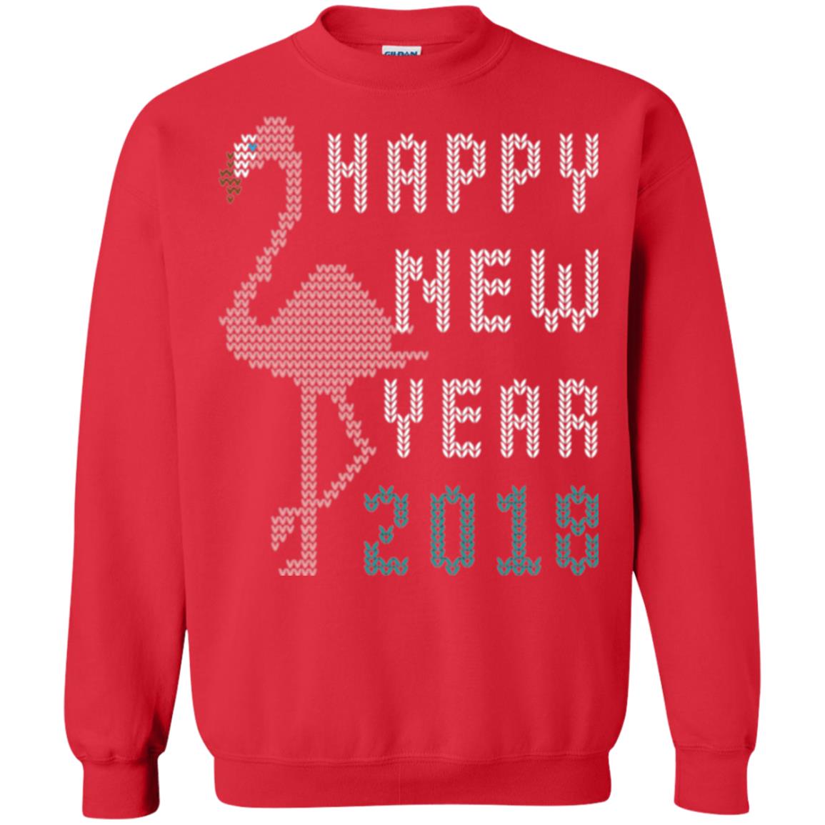 Happy New Year 2018 T-shirt Pink Flamingo Red