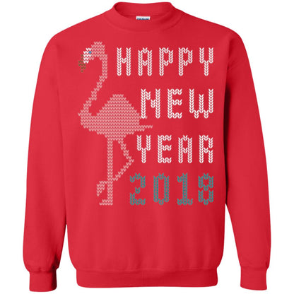 Happy New Year 2018 T-shirt Pink Flamingo Red
