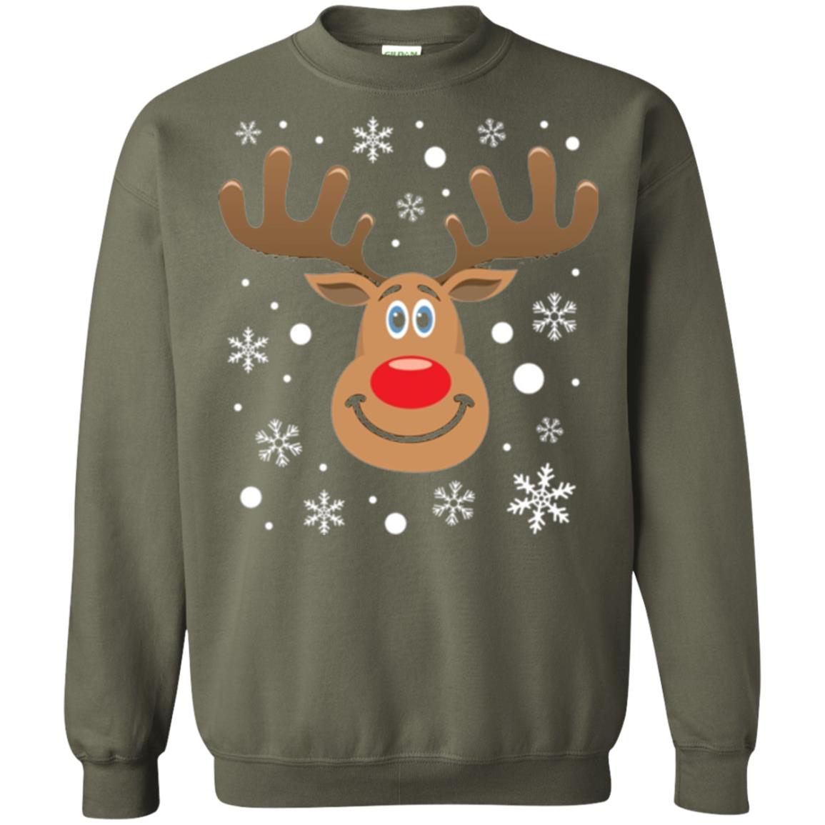 Christmas T-shirt Reindeer Merry Christmas Military Green