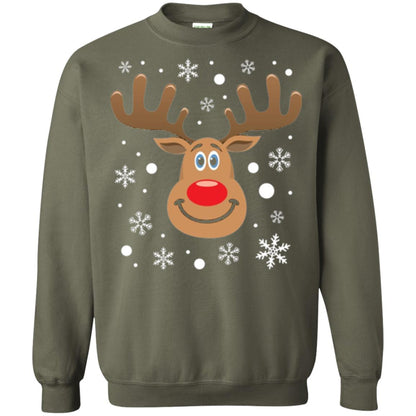 Christmas T-shirt Reindeer Merry Christmas Military Green