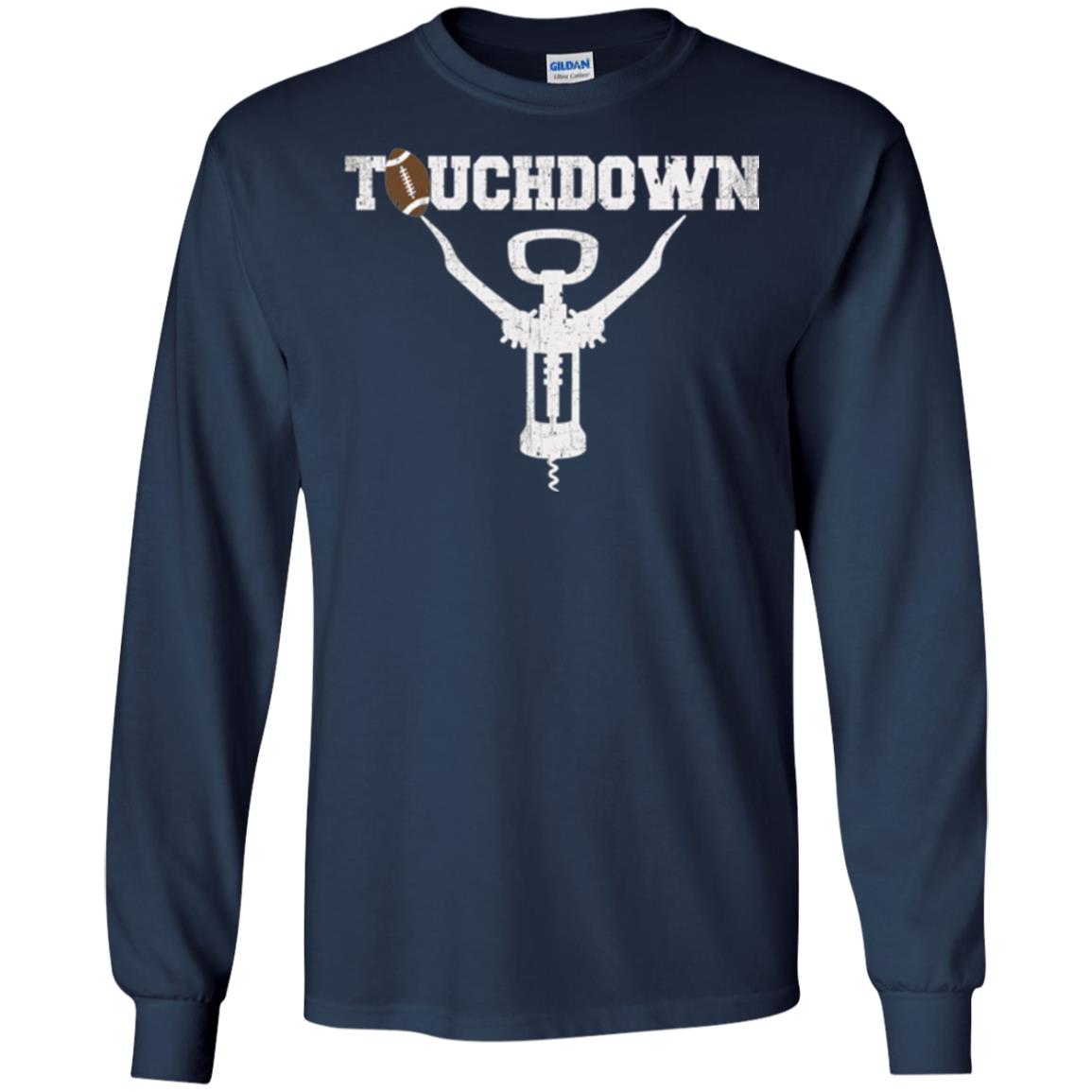 Football T-shirt Touchdown Funny Football Wine Lovers Navy