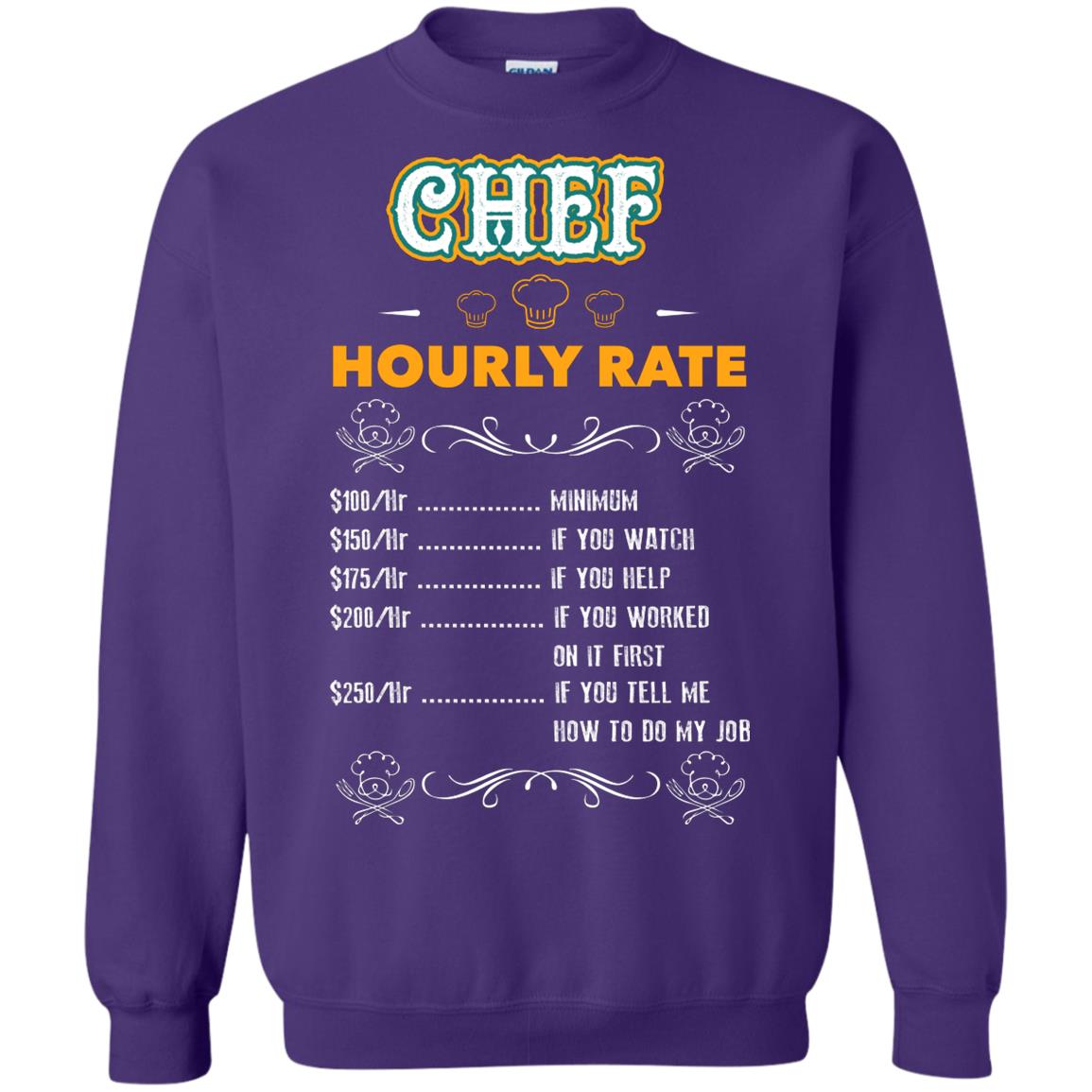 Chef Hourly Rate Cooking Cooker Gift Shirt Purple