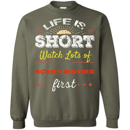 Horror Movie T-shirt Life Is Short Watch Scary Movies First Military Green