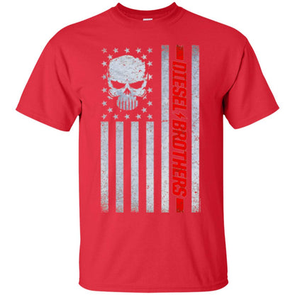 Grungy American Flag Skull T-shirt Diesel Brothers Red