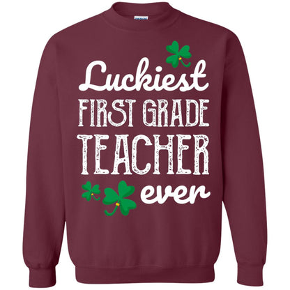 Luckiest First Grade Teacher Ever St. Patricks Day T-shirt Maroon
