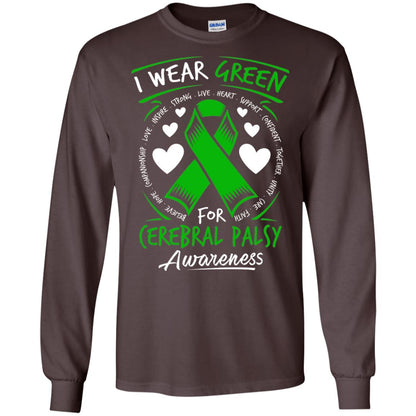 Cerebral Palsy Awareness T-shirt I Wear Green Dark Chocolate