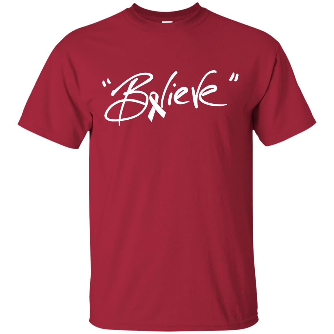 Lung Cancer Awareness Shirt Clear Ribbon Believe Cardinal