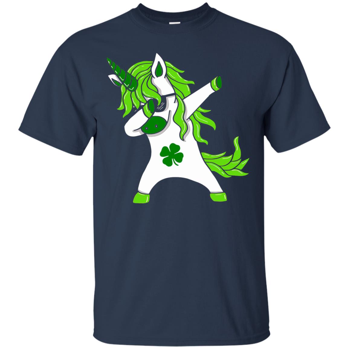 Dabbing Unicorn St Patricks Day Lepricorn T-shirt Navy