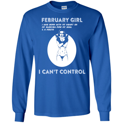 February Girl I Was Born With My Heart T-shirt Royal
