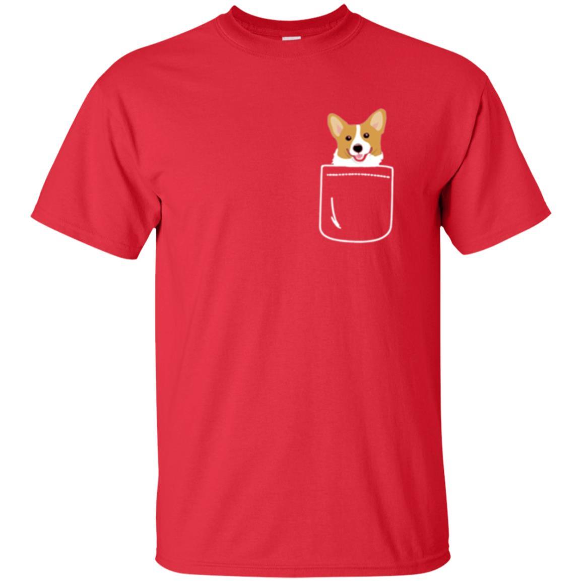 Puppy Dog Lover T-shirt Corgi In Your Front Pocket Red