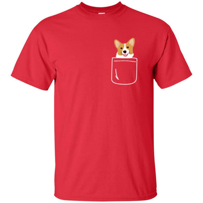 Puppy Dog Lover T-shirt Corgi In Your Front Pocket Red