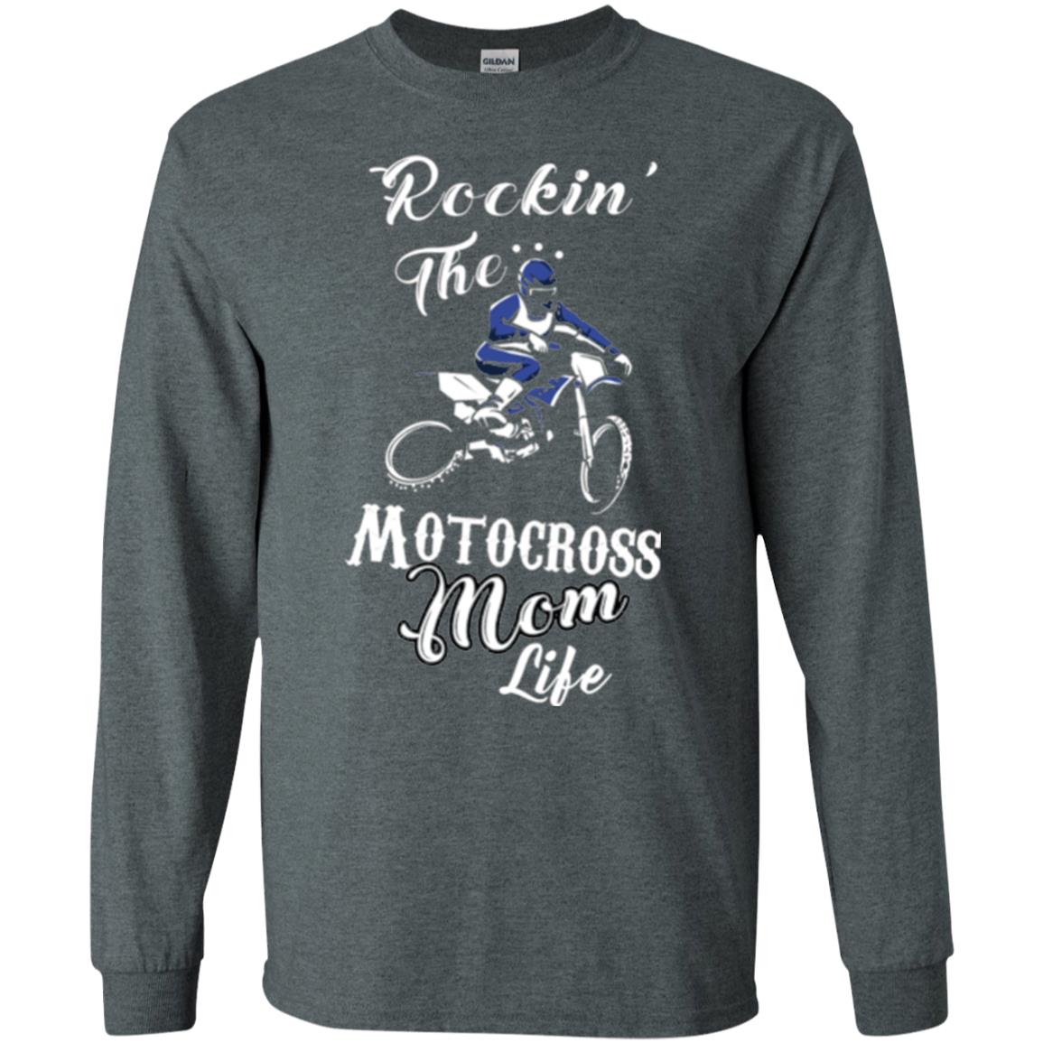 Rocking The Motocross Mom Life Mommy T-shirt Dark Heather