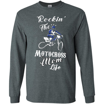Rocking The Motocross Mom Life Mommy T-shirt Dark Heather