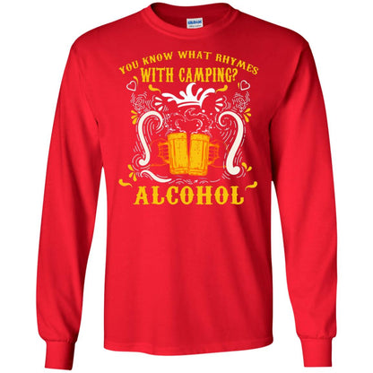 You Know What Rhymes With Camping Alcohol Beer Camping Gift Shirt Red
