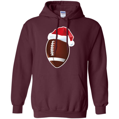 Football With Santa Claus Hat X-mas Shirt For Football Lovers Maroon