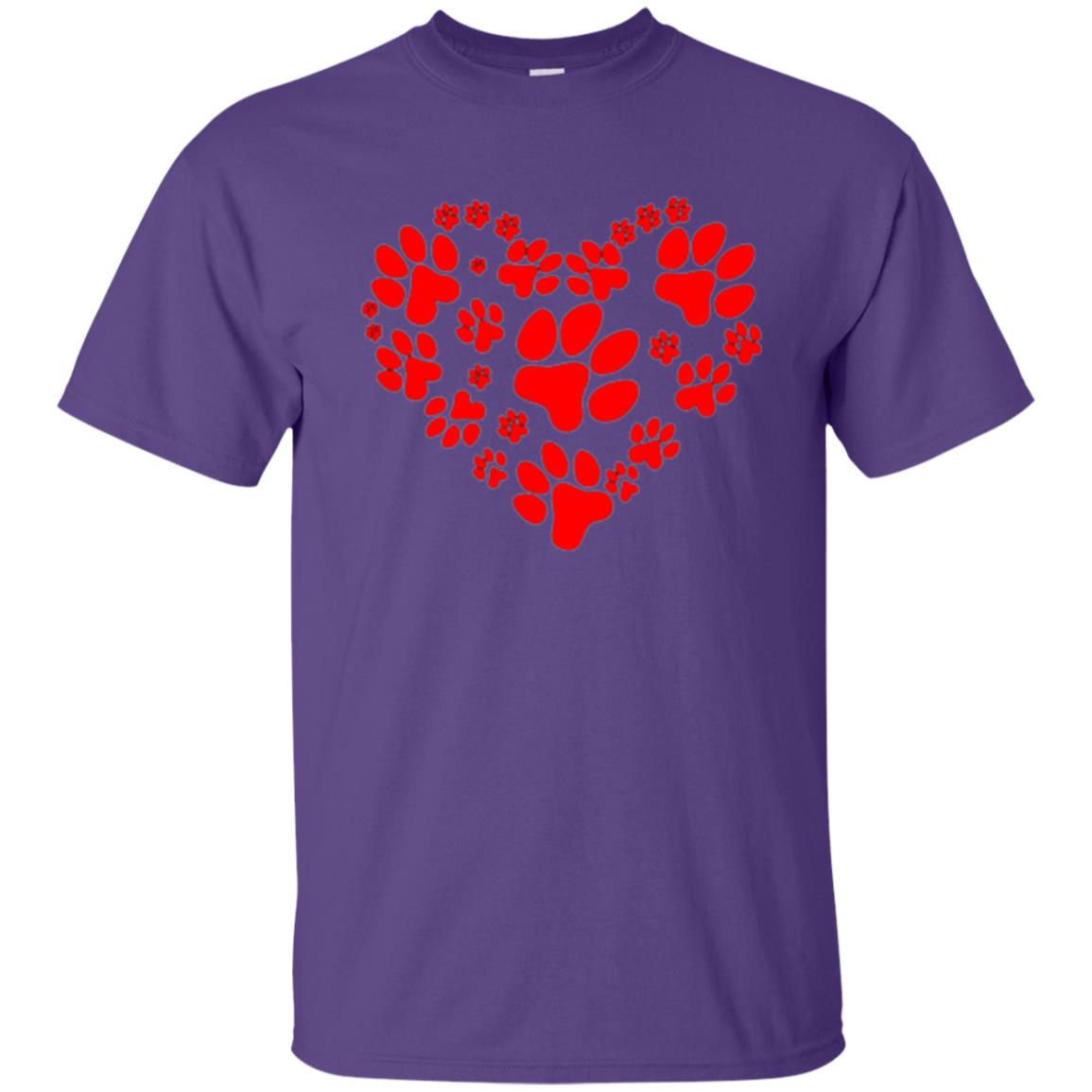 Dog Lover T-shirt Dog Paw Heart Valentine T-shirt Purple