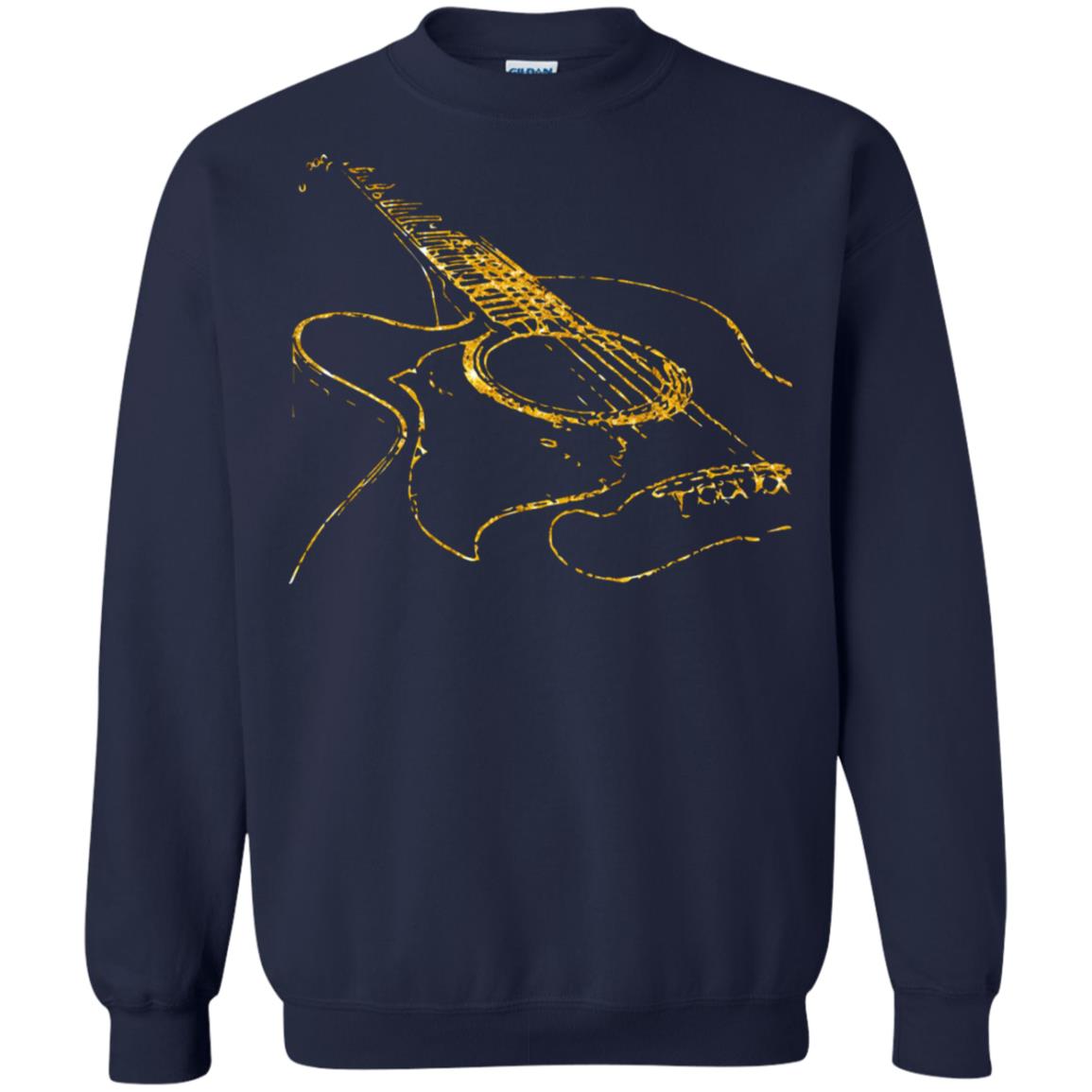 Guitar Gold Guitarist Gift Shirt For Mens Or Womens Navy
