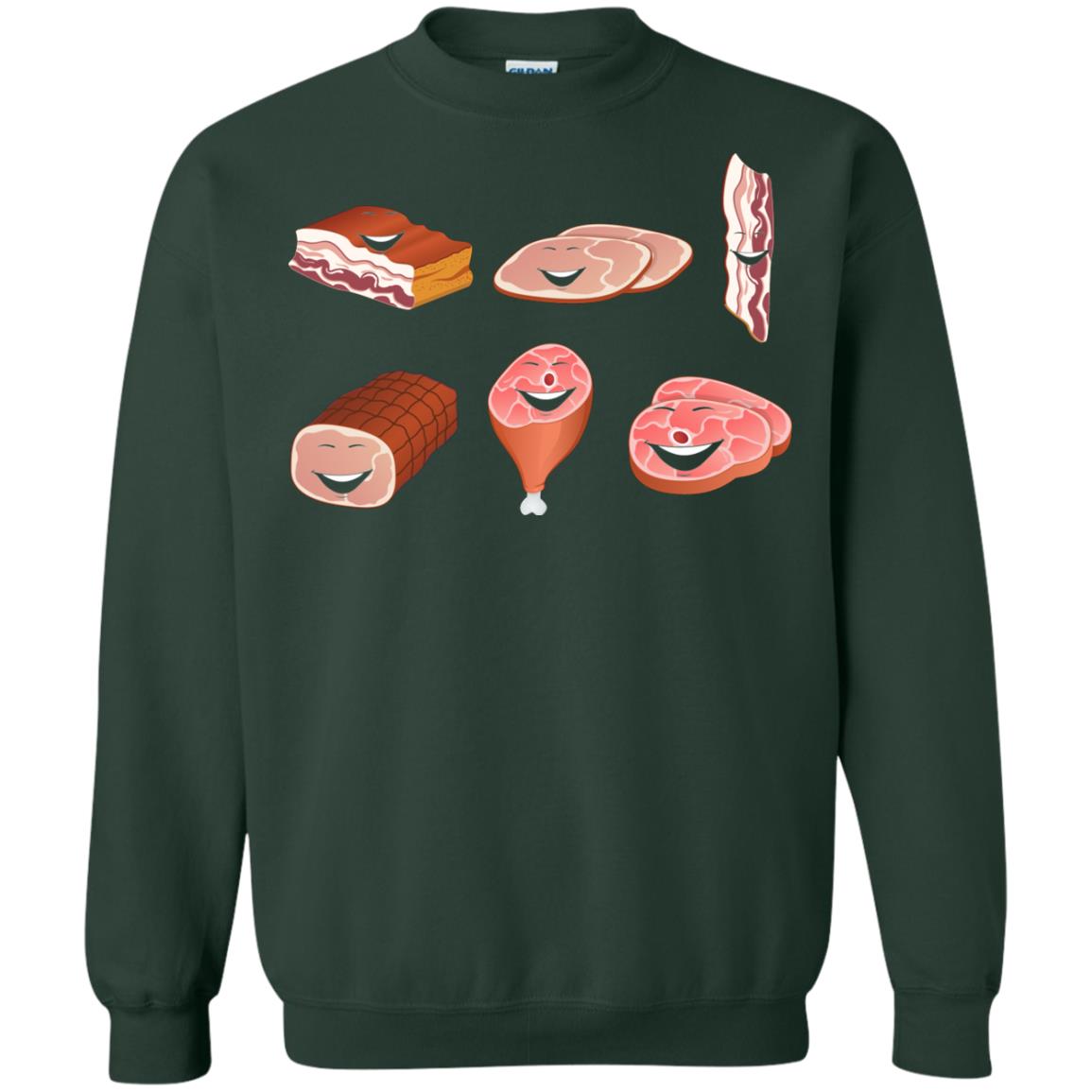 Funny Bbq T-shirt Meat Family Forest Green
