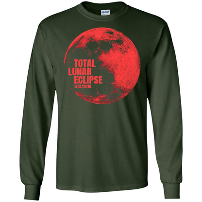 Total Lunar Eclipse 2018 Blood Full Red Moon T-shirt Forest Green