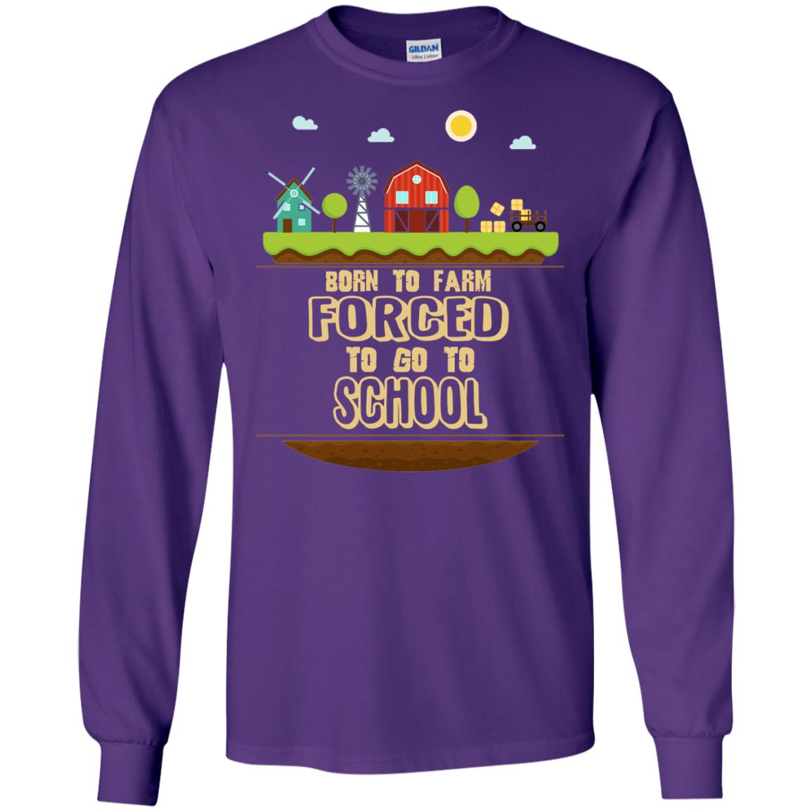 Born To Farm Forced To Go To School Farmer First Day Of School Shirt Purple
