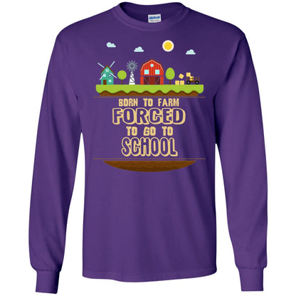 Born To Farm Forced To Go To School Farmer First Day Of School Shirt Purple