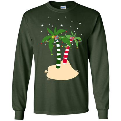Decorated Tropical Coconut Tree Merry X-mas 2018 Gift Shirt Forest Green